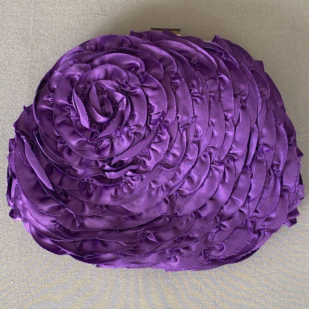 NWT White House Black Market Purple Rosette Floral Clutch Chain Bag Convertible - Picture 2 of 12